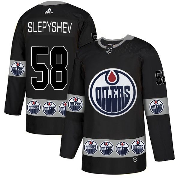 Men Edmonton Oilers #58 Slepyshev Black Adidas Fashion NHL Jersey